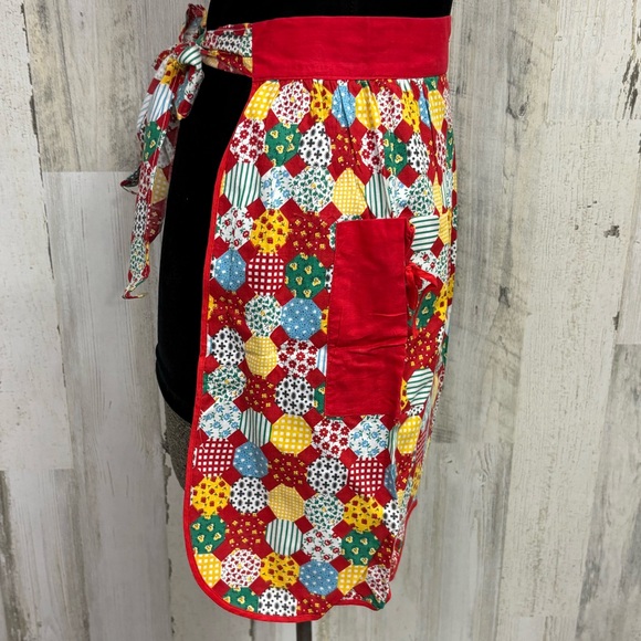 Vintage Handmade Colorful Patchwork‎ Half Apron - Picture 5 of 5